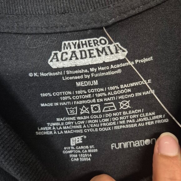 My Hero Academia Graphic T-Shirt Medium Black 100% Cotton Shoto Todoroki Katsuki - Picture 3 of 4